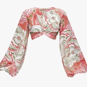 Andrea Iyamah Behati Abstract Mushroom Print Crop Top XS